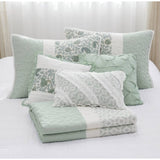 ZUN 6 Piece Cotton Percale Quilt Set with Throw Pillows Aqua King/Cal King B035129022