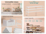 3-Tier Steel & PP Plastic Shoe Storage Shelf, Stackable Organizer for Small Spaces, White 58854563