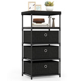 3-Drawer Fabric Storage Cabinet - Removable Foldable Drawers, Industrial Wood Top, Metal Frame with 51249504