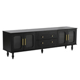 ON-TREND Retro Design TV Stand Fluted Glass Doors for TVs Up to 78'', Practical Media Console WF325997AAB