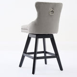 Swivel Velvet Barstools with Button Tufted Decoration and Wooden Legs, and Chrome Nailhead Trim, W1143P241330