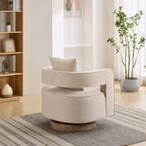 29.1"W Swivel Accent Open Back Chair Modern Comfy Sofa Chair With Weathered Base For Nursery Bedroom W1298P192481