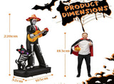 7.3ft Ghostly Musician with Dog, 6 LEDs, Black, White, Orange, Halloween Inflatable Decoration, 00766861