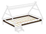 Full House Platform Bed with Stairs, Solid Wood Twin Bed Frame, Low Profile and Childlike Fun W1580P354720