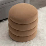 006-Soft Velvet Round Ottoman Footrest Stool,Coffee W527121862