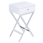 ZUN White and Chrome 1-Drawer Rectangular Accent Table B062P185654