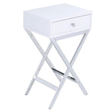 ZUN White and Chrome 1-Drawer Rectangular Accent Table B062P185654