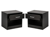 2pcs Night Stands with Drawer Black 55876519
