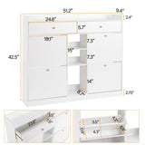 ZUN FCH 4 Drawers 2 Drawers with Top Baffle Shoe Cabinet Particle Board 128*25*107cm White 41329802