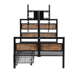 Twin Size Metal Platform Bed with MDF Headboard and Footboard,Two Storage Drawers and Rotatable TV WF309871AAB