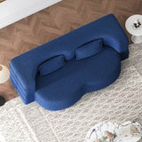 Modern Floor Sofa with 2 Pillows,Convertible Teddy Fabric Foam-Filled Sleeper Sofa Bed,15" Full Size 10423071