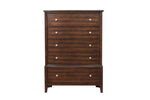 ZUN Dark Cherry Finish 1pc Chest of 5x Drawers Satin Nickel Tone Knobs Transitional Style Bedroom B01162464