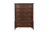 ZUN Dark Cherry Finish 1pc Chest of 5x Drawers Satin Nickel Tone Knobs Transitional Style Bedroom B01162464