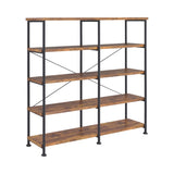 Antique Nutmeg and Black Double-Wide Bookcase B062P153778