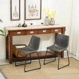 Lotusville Vintage PU Leather Dining Chairs, Set of 2, Antique Grey T2574P164554