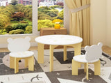 Kids Table and Chair Set, 3-Piece Toddler Table with 2 Chairs, Cute Bear-Back Chairs, Sturdy Wooden 24776717