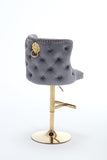 ZUN Hengming Velvet bar chair stool one-piece set, adjustable height, diamond lattice against the back W212115085