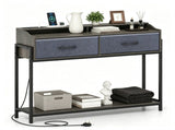 Industrial Console Table with Charging Station, Narrow Entryway Table with 2 AC Outlets USB & Type-C 52400206