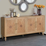 Carved Flower Door Large Storage Cabinet With Metal Handle Suitable For Living Room, Kitchen, W1445P164167