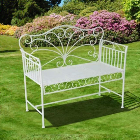 ZUN White Garden Bench,Outdoor Patio Bench with Armrests 47237753