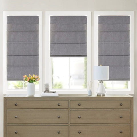 ZUN Faux Linen Cordless Total Blackout Roman Shade B035129766