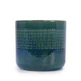 Set of 3 Grid Ceramic Flowerpot, Modern Planter for Patio, Garden, Windowsill - Blue Green W3273P322259