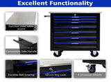 7 DRAWERS MULTIFUNCTIONAL TOOL CART WITH WHEELS-BLACKBLUE W1102P182238
