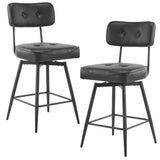 2 Pcs Black PU Swivel Bar Stools with Removable Backrest & Bentwood Back Panel, Metal Legs 45406372