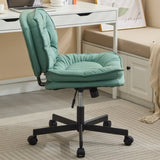 ZUN Armless-Office Desk Chair with Wheels: PU Leather Cross Legged Wide Chair,Comfortable Adjustable 62866664