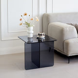 Tempered Smoke Glass SideTable, Small Tea Table, Grey Night Stand Tempered Glass Sofa Table W1718P255027