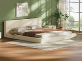 California King Upholstered Platform Bed Frame with Sliding Side Shelves, Corduroy Padded Bed with W1820P510295