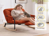 Corduroy Nursery Rocking Chair w/ Pull-out Footrest, Adjustable Backrest 100&deg-160&deg, Oversized 55018651