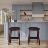 30" Bar Stool, Espresso Finish, Black Leather Seat B04660628