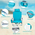 ZUN 63*65*82cm Short Oxford Cloth Silver White Aluminum Tube Bearing 100kg Beach Chair Mint Green 97992974