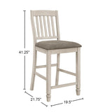 Set of 2 Slat Back Counter Height Chair, Fossil and Rustic Cream B016P224772