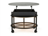 Lift Top Round Coffee Table with RGB LED Lights, Mobile Wheels & Hidden 76070231