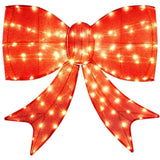 37" Christmas Bow Decoration 150 Warm LEDs, Red Fabric, Weatherproof, 2 Hanging Rings, Easy 91380992