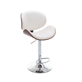 ZUN HengMing Bentwood Adjustable Bar Stools , Upholstered Swivel Barstool, white PU Leather Barstools W21241142