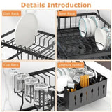 ZUN Dish Drying Rack with Drainboard Detachable 2-Tier Dish Rack Drainer Organizer Set with Utensil 18832093