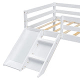 ZUN Twin Low Loft Bed with Slide, Ladder, Safety Guardrails, No Box Spring Needed,White W504P145269