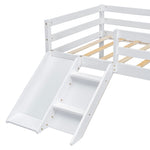 ZUN Twin Low Loft Bed with Slide, Ladder, Safety Guardrails, No Box Spring Needed,White 66011923