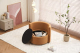 029-Teddy Fabric Swivel And Storage Chair With Back Cushion For Living Room,Khaki W527P166252