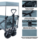 Collapsible Wagon cart with Removable Canopy, Large All Terrain Wheels, Brake, Adjustable 09626467