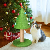 ZUN 25in Christmas Tree Scratching Post, Cute Cat Scratcher with Natural Sisal Covered Frame & Colorful 49120515