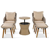 K&K 5 Pieces Patio Furniture Chair Sets, Patio Conversation Set With Wicker Cool Bar Table, WF324995AAZ