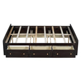 Wood Queen Size Platform Bed Frame with 6 Drawers, Espresso N709P241723P