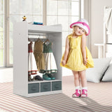 Kids Costume Organizer Costume RackKids ArmoireOpen Hanging Armoire Closet with Mirror-WHITE 27145262