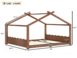 Queen House Floor Bed with Support Slats, Solid Wood House Bed Frame for Kids, No Box Spring Needed W1580P438812