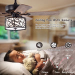 ZUN 52'' Low Profile Ceiling Fan with Lights,Blade Dark Wood Ceiling fan 18139432