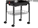 62" Large Metal Bird cage with Rolling Stand, Slide-Out Tray,3 Perches and 4 Feeders, Black 56675370